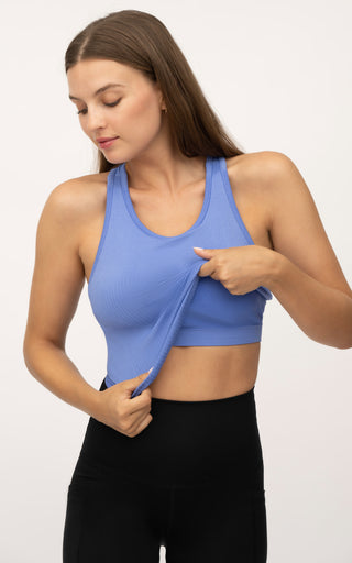 Seamless Racerback Crop Tank With Shelf Bra