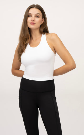 Seamless Racerback Crop Tank With Shelf Bra