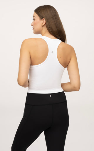 Seamless Racerback Crop Tank With Shelf Bra