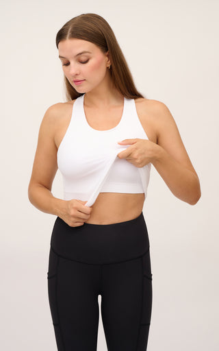 Seamless Racerback Crop Tank With Shelf Bra