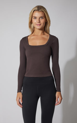 3 PK Ribbed Seamless Crew Neck, Scoop Neck and Sqaure Neck Long Sleeve Top