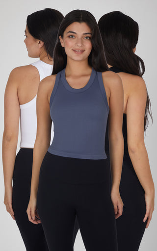 3 PK Ribbed Racerback Tank