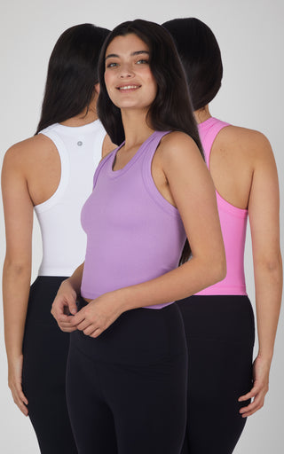 3 PK Ribbed Racerback Tank