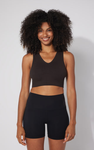2 PK Ribbed Seamless V-Neck Cropped Tank Top
