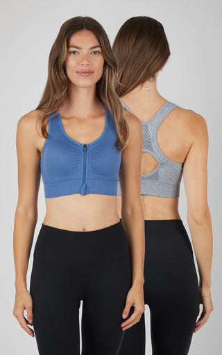 2 PK Full Zip Seamless Bra