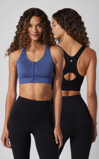 2 PK Full Zip Seamless Bra