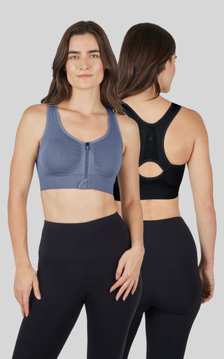 2 PK Full Zip Seamless Bra