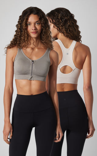 2 PK Full Zip Seamless Bra