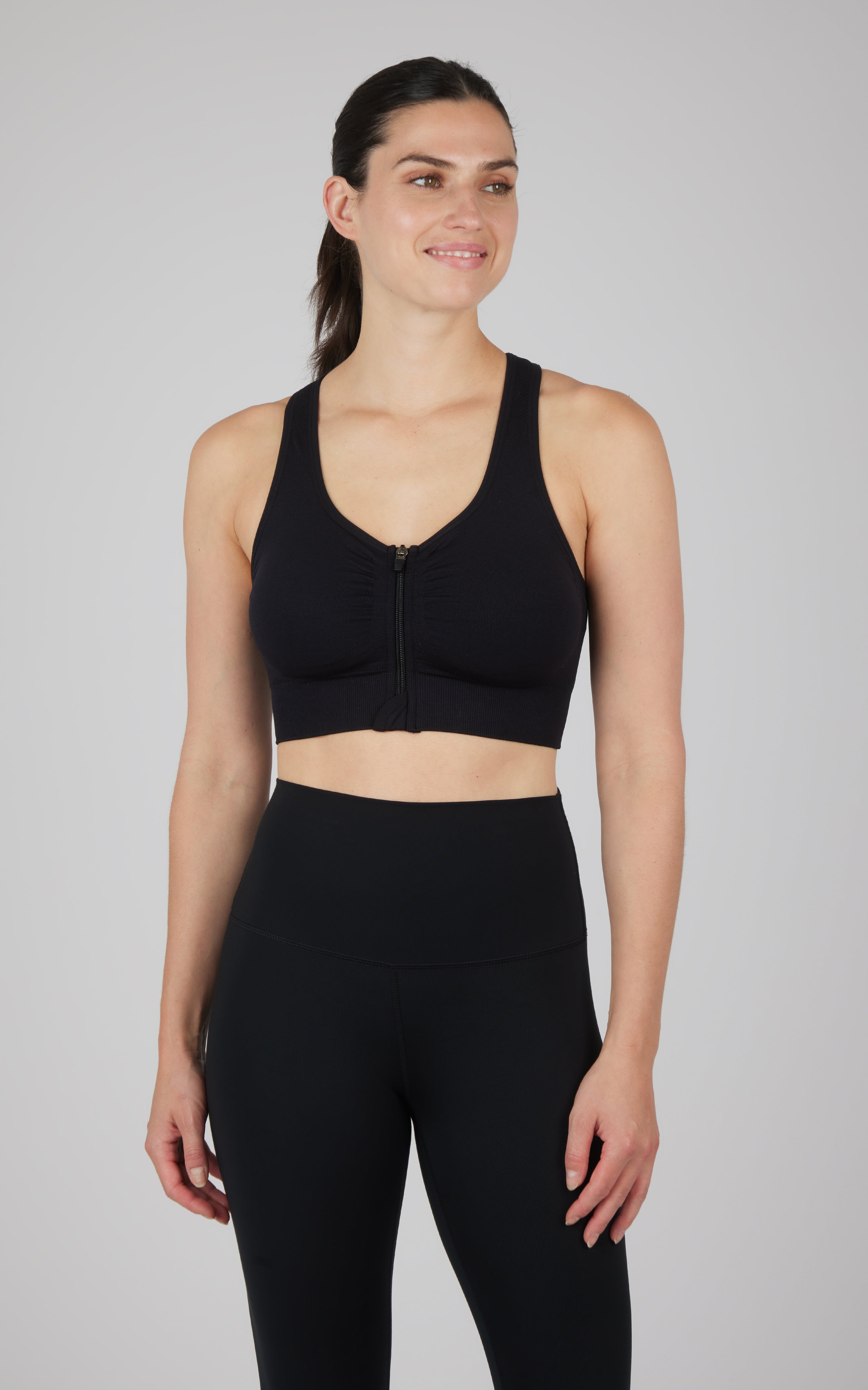 Seamless Front Zip Bra Top