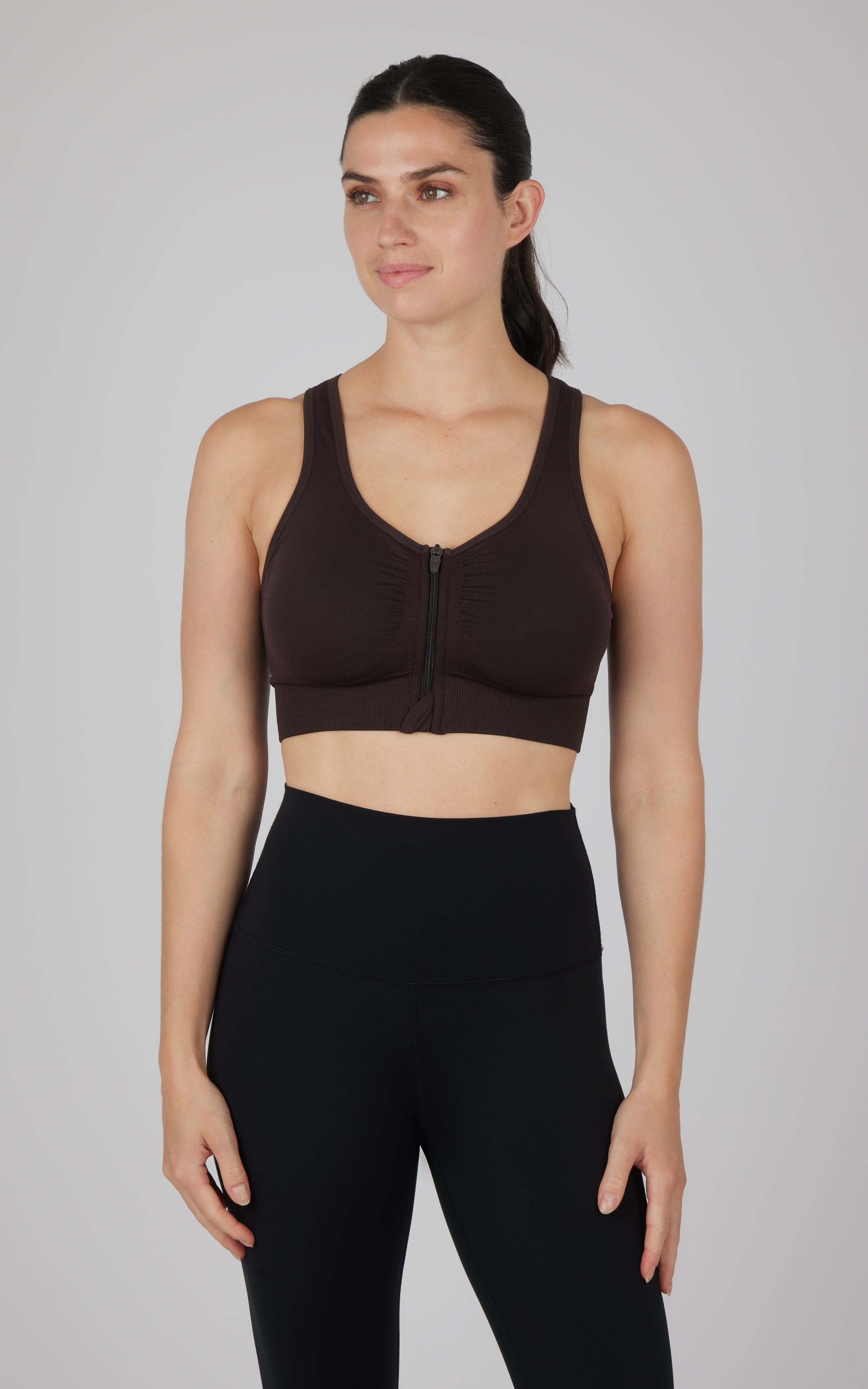 Seamless Front Zip Bra Top