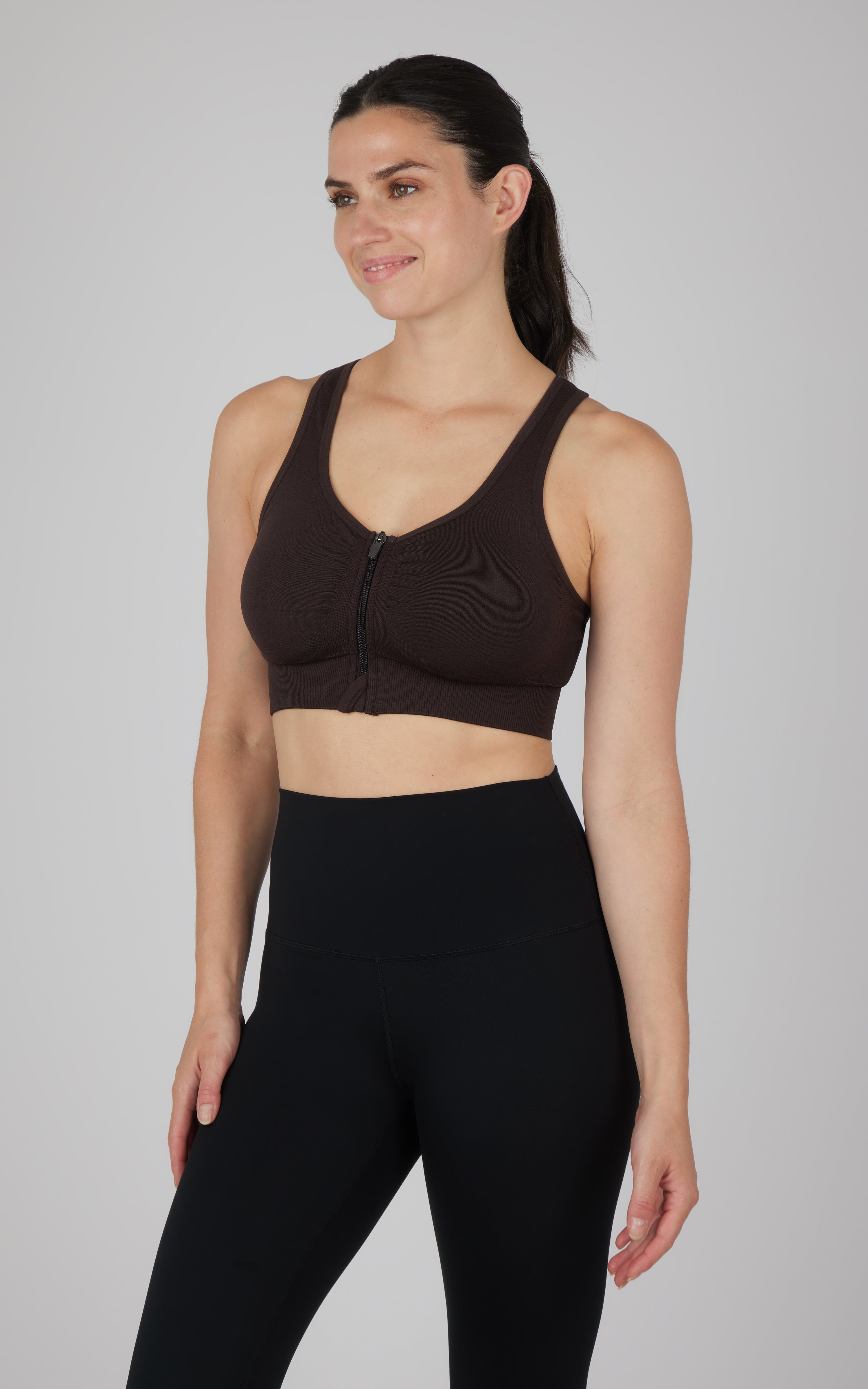 Seamless Front Zip Bra Top