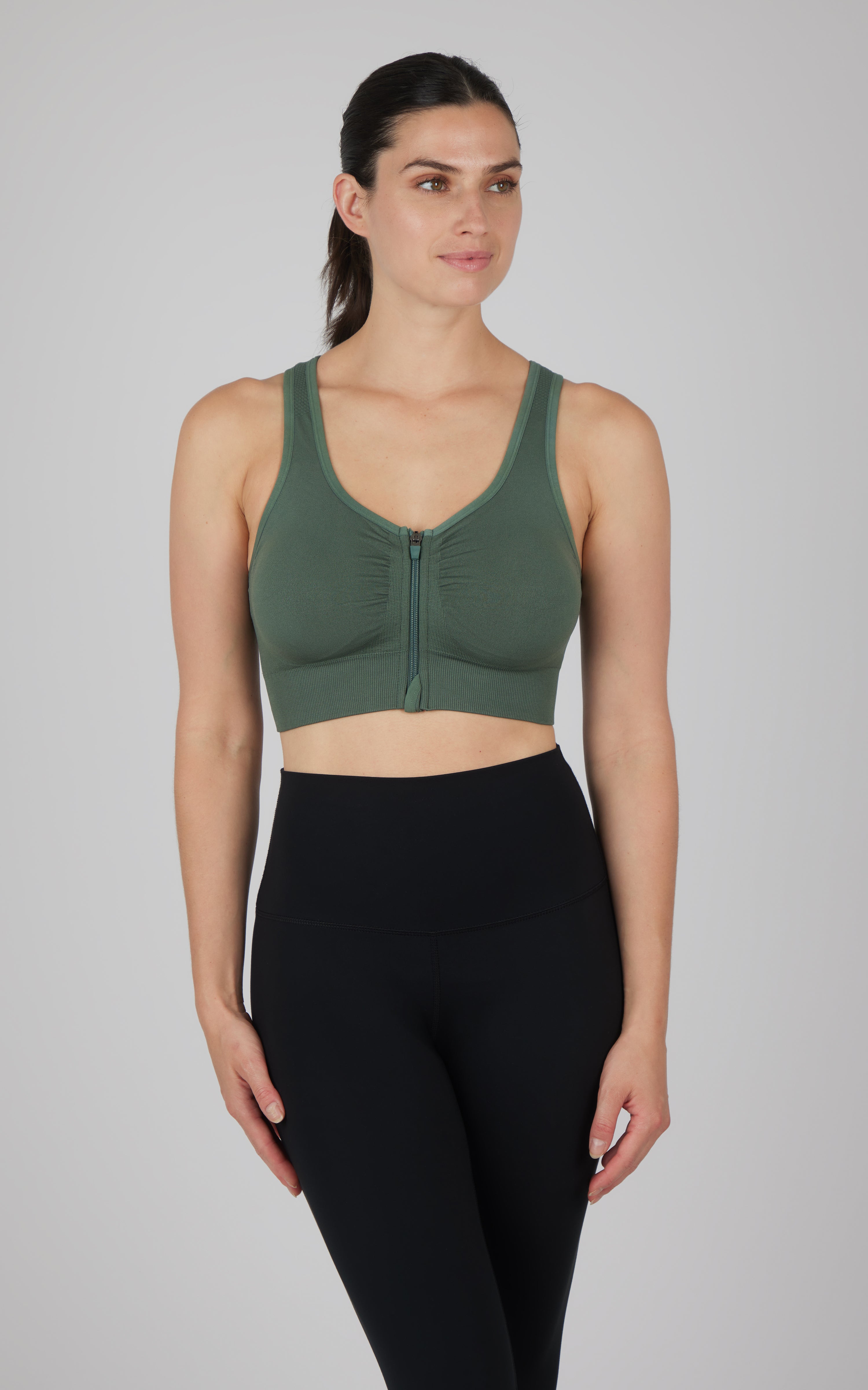 Seamless Front Zip Bra Top