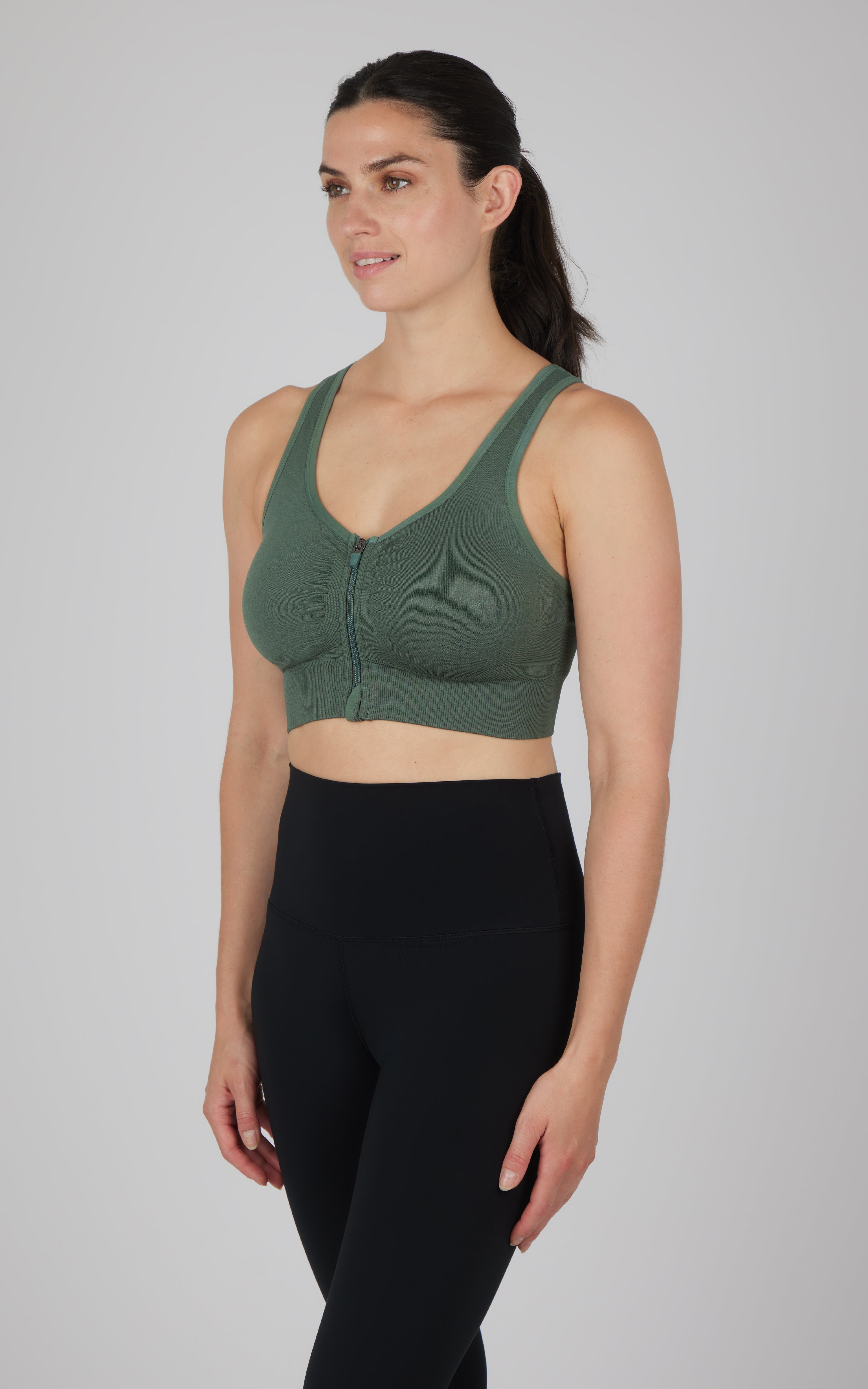 Seamless Front Zip Bra Top