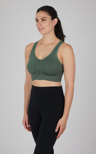 Seamless Front Zip Bra Top