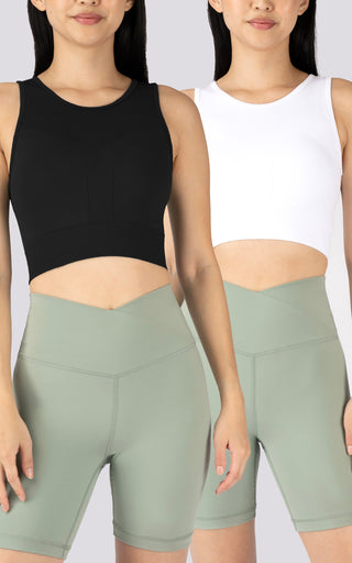 2 Pack Seamless Fine Line Mesh Built in Bra Tank