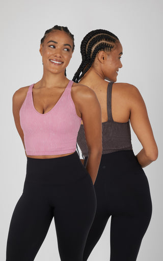 2 PK Stone Wash V-Neck Tank
