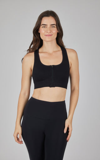 2 PK Seamless Textured Zip Bra Top