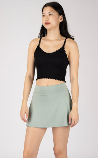 Ribbed Seamless Kendall Lettuce Edge Cropped Tank Top