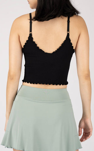 Ribbed Seamless Kendall Lettuce Edge Cropped Tank Top