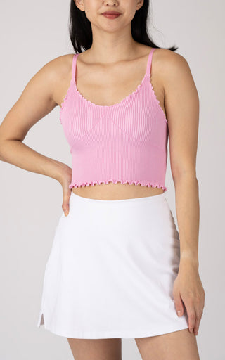 Ribbed Seamless Kendall Lettuce Edge Cropped Tank Top