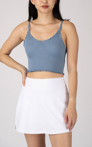 Ribbed Seamless Kendall Lettuce Edge Cropped Tank Top