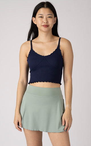 Ribbed Seamless Kendall Lettuce Edge Cropped Tank Top