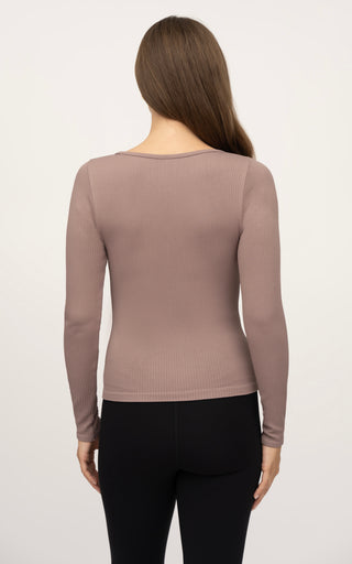 2 Pack Seamless Ribbed Sweetheart Neck Long Sleeve Top