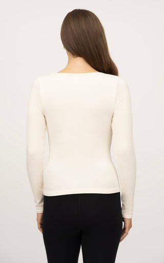 2 Pack Seamless Ribbed Sweetheart Neck Long Sleeve Top