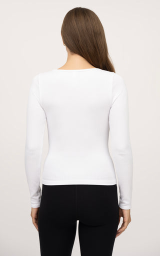 2 Pack Seamless Ribbed Sweetheart Neck Long Sleeve Top