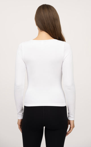 2 Pack Seamless Ribbed  Sweetheart Neck Long Sleeve Top