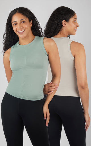 2 Pack Seamless Bridgett Slim Fit High Neck Tank