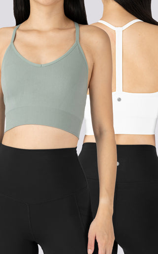 2 Pack Ribbed Seamless Tea-Time V-Neck Bra
