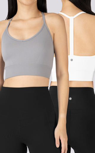 2 Pack Ribbed Seamless Tea-Time V-Neck Bra
