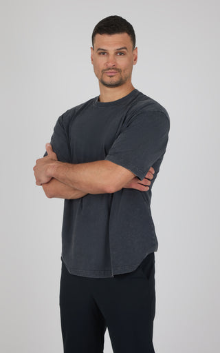 Mens Acid Wash Oversized Boxy Crew Neck Tee