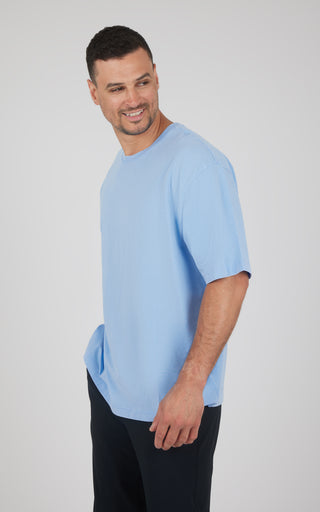 Mens Acid Wash Oversized Boxy Crew Neck Tee