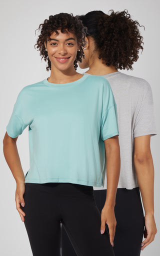 2 Pack Super Soft Deluxe Boxy Cropped Tee