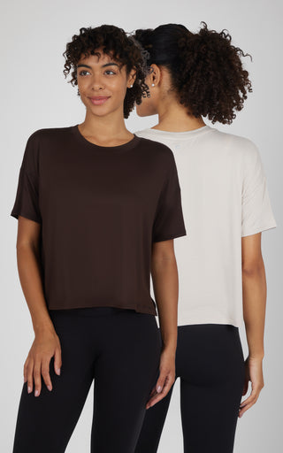 2 Pack Super Soft Deluxe Boxy Cropped Tee