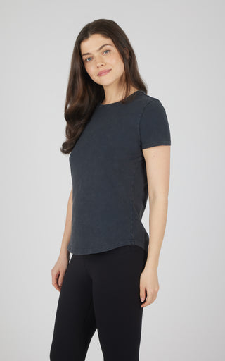 Cotton Jersey Brenna Acid Wash Crew Neck Tee