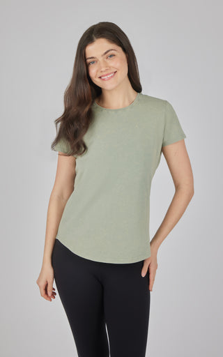 Cotton Jersey Brenna Acid Wash Crew Neck Tee