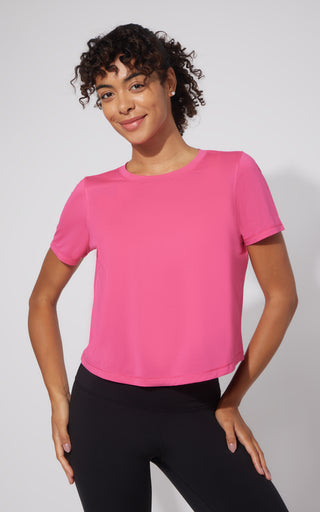 Mesh Tee with Curved hem