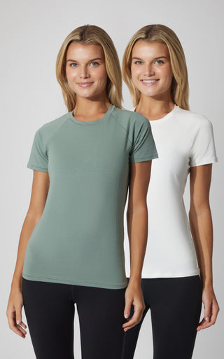 2 PK Vintage Cotton Crew Neck Short Sleeve Top