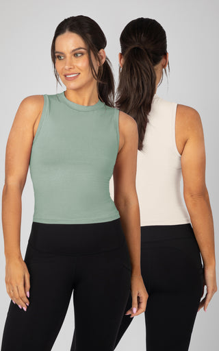 2 Pack Airlite Mock Neck Tank - Our Linen Story