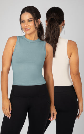 2 Pack Airlite Mock Neck Tank - Our Linen Story