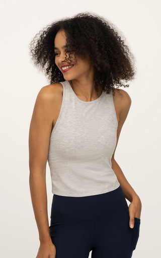 Heavenly Ribbed Stacy Cropped Tank with Built in Bra -2 Pack