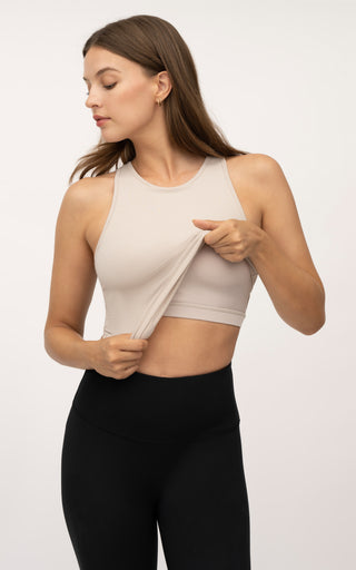 Heavenly Ribbed Stacy Cropped Tank with Built in Bra -2 Pack