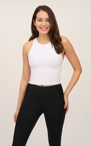 Heavenly Ribbed Stacy Cropped Tank with Built in Bra -2 Pack