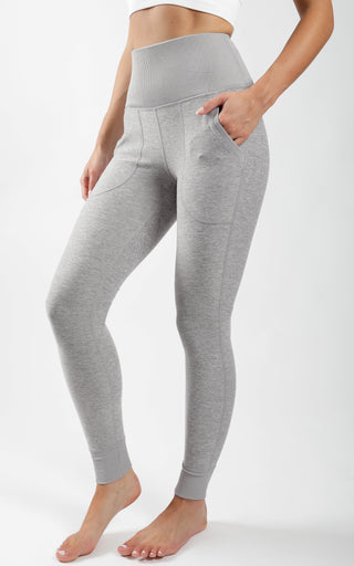 Ribbed Contrast High Waist Front Pocket Jogger