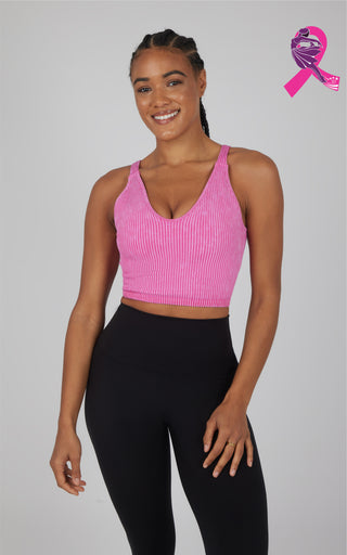 2 PK Stone Wash V-Neck Tank - Pink Power