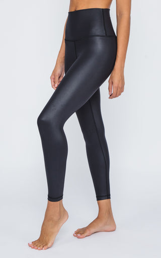 Interlink Faux Leather Elastic Free Super High Waist Cire Ankle Legging