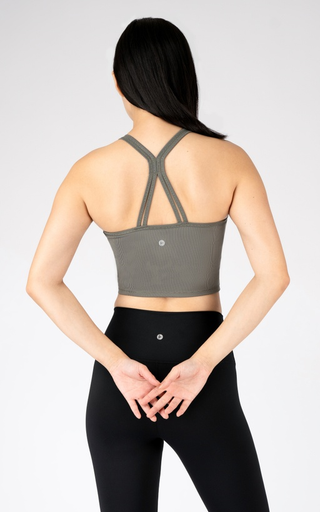 Ribbed Cropped Bralette with Scoop Neck and Strappy Back